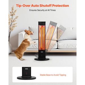 Stufa Elettrica a Infrarossi da 1500W con Telecomando, Riscaldatore per Interni/Esterni, 2 Velocità, Facile Utilizzo per Camera da Letto e Patio - Product Image 6