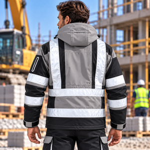 <b>Winter</b> Waterproof Breathable Polyester Construction Work Jacket Men Hi Vis Custom Security Coat Reflective Safety <b>Workwear</b> - Product Image 3