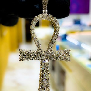 จี้เงินแท้ 925 ดีไซน์รูปกางเขน สไตล์ฮิปฮอป ชุบเงิน สำหรับทุกเพศ - Product Image 3
