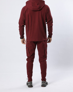 เสื้อฮู้ดสีแดงเลือดหมูสำหรับผู้ชาย แขนยาว ชุดลำลอง มีกระเป๋าข้าง ระบายอากาศได้ดี เป็นมิตรกับสิ่งแวดล้อม เหมาะสำหรับฤดูหนาว - Product Image 5