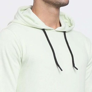 Sudadera con Capucha para Hombre, Color Verde Claro, Corte Regular, Color Sólido, Informal, de Algodón Tejido, con Bolsillo y Capucha con Cordón Ajustable - Product Image 6