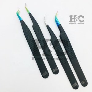 Nuevas Pinzas de Acero Inoxidable con Logo, Punta de 90 Grados, Agarre de Diamante Brillante para Extensiones de Pestañas de Visón Sostenible - Product Image 2