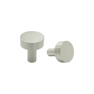 Bouton de meuble rond en laiton massif brossé nickelé 28 mm 35 mm pour armoire, tiroir, porte - Product Image 1