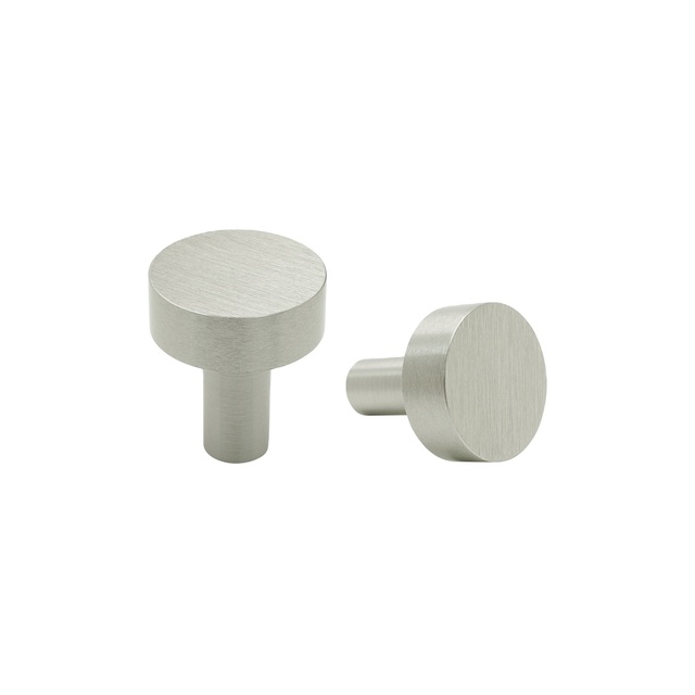 28mm 35mm Brushed Nickel Cabinet Knob Round Solid Brass Knob Furniture Hardware for Cabinet Drawer Door