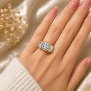 8.5 US Size <b>Emerald</b> Cut Lab Grown Diamond <b>Ring</b> 925 <b>Silver</b> 9kt, 14kt, 18kt Gold <b>Rings</b> for Women's Jewelry - Product Image 2