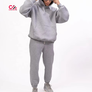 Sweat-shirt et pantalon décontractés en coton, coupe ample, couleur unie, manches longues, effet délavé, qualité supérieure, vente en gros - Product Image 5