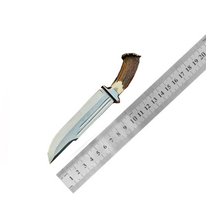 Customizable Stainless Steel Hunting Bowie Knife Fixed Blade Stag Horn Handle Outdoor Camping Hunting Knife with <b>Leather</b> Sheath - Product Image 6