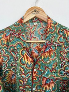 Ensemble pyjama en coton à imprimé floral pour femme, avec chemise boutonnée à manches longues, passepoil contrasté et pantalon à cordon élastique - Product Image 3