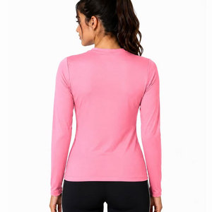 Camiseta Deportiva de Manga Larga para Mujer, Compresión, Ajuste al Cuerpo, Elástica en 4 Direcciones, Cuello Redondo, Sin Costuras, para Gimnasio y Running, Venta al Por Mayor - Product Image 2