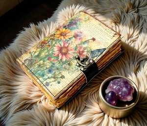 Libro de Sombras de Cuero Hecho a Mano, Recargable, Diario de Hechizos de Brujería, Estilo Vintage Wiccano Pagano Gótico Floral - Product Image 4