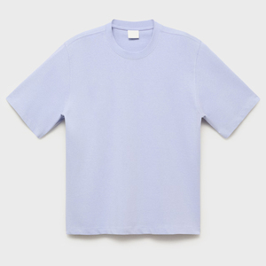 เสื้อยืดโอเวอร์ไซส์ผ้าคอตตอนหนาน้ำหนักมาก พิมพ์โลโก้ได้ สีม่วงอ่อน/ลาเวนเดอร์ ทรงหลวมไหล่ตก สไตล์สตรีทแวร์ - Product Image 1
