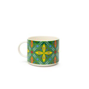 Excelsa Ceramic <b>Mugs</b> <b>Set</b> Of 4 Jumbo Puebla Porcelain 50 Cl Multicolor Bohemian Floral Design Large Capacity Home Party Use - Product Image 1