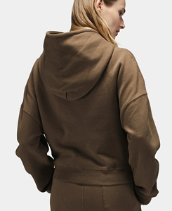 Sudadera con Capucha Corta de Felpa 100% Algodón para Mujer, Ropa Urbana de Invierno, Alta Calidad, Transpirable, Cómoda, Sólida, 320g - Product Image 5