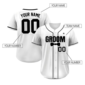 Maillot de baseball noir personnalisé Groom 00, impression sublimée, respirant, à manches courtes, vêtements de sport pour hommes adultes - Product Image 2