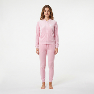 Women's Pink Fleece Tracksuit Full <b>Zip</b> Hoodie <b>Jogger</b> Set Casual Winter Wear Solid Color Side <b>Pockets</b> - Product Image 5