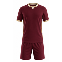Seragam Sepak Bola Klasik Maroon yang Banyak Diminati dengan Aksen Emas dan Krem, Seragam Sepak Bola Sublimasi