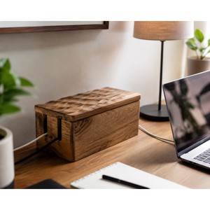 Boîte de gestion des câbles en bois de manguier en gros |   Organisateur magnétique artisanal - Product Image 3