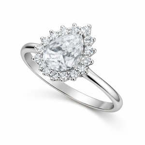 Anillo de Plata de Ley 925 con Zirconia Cúbica en Forma de Pera y Halo, Romántico, para Mujer, Chapado en Rodio, Ideal para Regalo de Compromiso, Boda o Fiesta, Venta al Por Mayor - Product Image 5