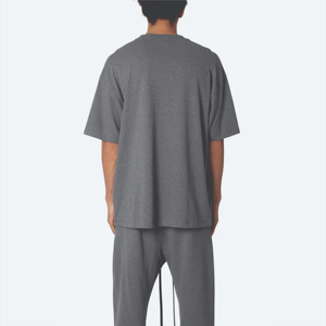 T-shirts tricotés oversize pour hommes 100 % coton, couleur unie personnalisable, grandes tailles, respirants, écologiques, anti-plis, style urbain - Product Image 2