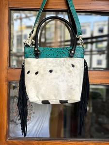 Bolso de mano con flecos de piel sintética para mujer, bolso de mano con estampado de Color en relieve, Vintage, para axilas - Product Image 3