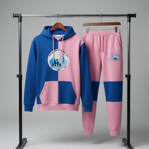 Ensemble de survêtement athlétique grec deux pièces bleu et rose pour femmes, style rétro Jack and Jill - Product Image 3