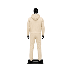 Ensemble de survêtement personnalisé beige pour homme : sweat à capuche et pantalon de jogging, avec logo imprimé, en molleton, vêtements de sport décontractés, streetwear, vente en gros, OEM - Product Image 2