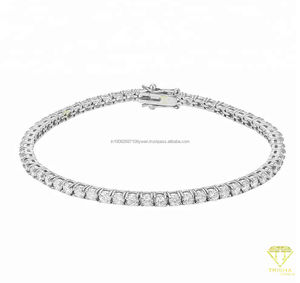 Pulsera de tenis de diamantes de lujo para mujer, cierre seguro de Zirconia cúbica clásica, joyería de eslabones de cadena fina chapada brillante para boda - Product Image 5