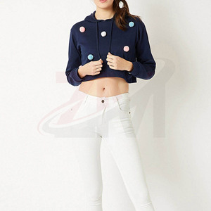 Haut court à capuche imprimé coupe ajustée avec ourlet élastique, pull décontracté tendance, respirant, nouveautés, marque personnalisée pour femme - Product Image 5