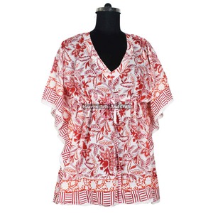 100% Cotton Women Sleepwear Hand Block Printed <b>Kaftan</b> <b>Dress</b> KFCS082 Light Weight Women Casual Occasion Wear Short Caftan <b>Dress</b> - Product Image 1