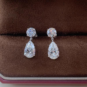 18K White Gold Drop <b>Earring</b> 1 Carat Pear Cut Lab Grown Diamond <b>Studs</b> Teardrop Dangle Certified Women <b>Fine</b> <b>Earring</b> - Product Image 2