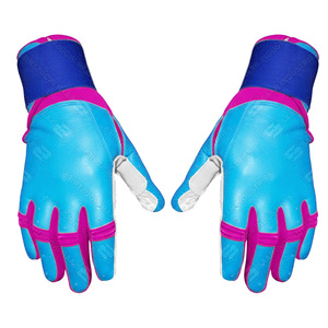 Gants de frappe en cuir bleus, roses et blancs, rembourrés, avec fermeture auto-agrippante, unisexes, pour adultes, entraînement, ambidextres - Product Image 5