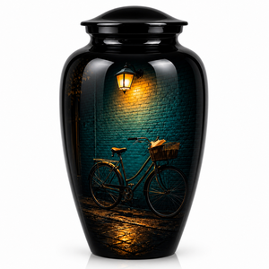 Autocollant avec urne funéraire commémorative en émail pour cendres humaines d'adultes, motif flamme gracieuse avec effets lumineux tourbillonnants - Product Image 6