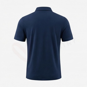 Men's <b>Navy</b> <b>Blue</b> Short Sleeve <b>Polo</b> <b>Shirt</b> Knitted Solid Casual Regular Fit Button Design - Product Image 2