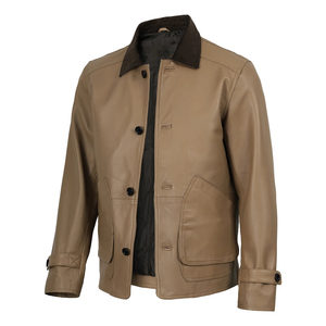 Soft Lambskin <b>Men</b> Leather Jacket Slim Fit Lightweight Casual Motorbike Style Leather Coat OEM Factory Direct Price - Product Image 4