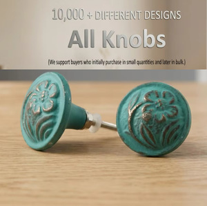 Poignées de meuble rustiques en céramique, design floral, vert sarcelle, réglables, pour armoires, tiroirs de chambre et de cuisine, durables - Product Image 4