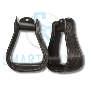 Premium Hand <b>Tooled</b> <b>Leather</b> Covered Western Horse Stirrups Genuine <b>Leather</b> Equestrian Riding Stirrups - Product Image 6