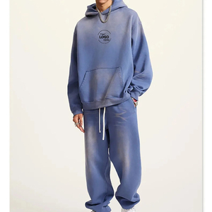 Ensemble de survêtement streetwear pour homme, effet délavé à l'acide, avec sweat à capuche zippé et pantalon de jogging en coton délavé au soleil, fabricant sur mesure - Product Image 4