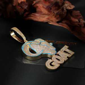 Silver 925 Iced Out Moissanite Ram Head Pendant Goat Letter Charm Hip Hop Necklace - Product Image 3