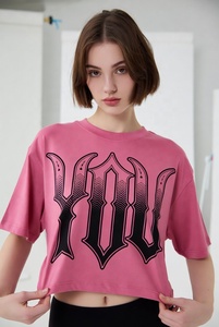T-shirt court rose pour femme avec logo DOT, coupe classique, col rond, manches courtes, tenue décontractée d'été - Product Image 6