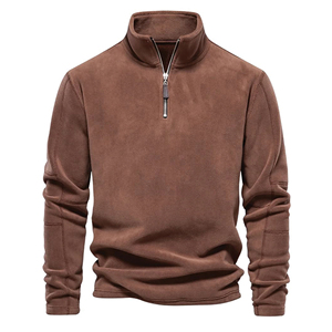 <b>Men's</b> Brown Fleece Quarter-<b>Zip</b> <b>Jacket</b> —Effortless warmth with a classic quarter-<b>zip</b> finish made for everyday comfort. - Product Image 1