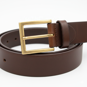 Ceinture en cuir de vachette marron de style nouveau avec boucle à ardillon métallique, ceinture de taille unisexe tendance - Product Image 5