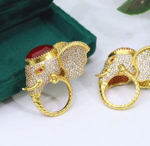 Anillo Ajustable de Moda con Moissanita Chapada en Oro de Latón de Primera Calidad, Glamuroso y Deslumbrante, para Boda y Compromiso, para Mujer - Product Image 6