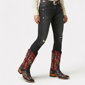 Botas Vaqueras de Cuero Occidental para Mujer, Botines Vaqueros de Cuero con Bordado Personalizado, Botas Vaqueras de Cuero Occidental Hechas a Mano de Primera Calidad - Product Image 2