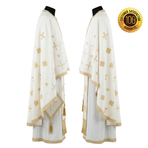 ShineWays Enterprises - Conjunto de Vestimenta Sacerdotal Ortodoxa Bordada Personalizada, Diseño de Cruz Blanca y Dorada, Felonión, Epitracelión - Product Image 6