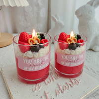 Bougie en cire de soja parfumée à la fraise et au chocolat, faite à la main, en pot, pour l'aromathérapie, cadeau d'Halloween et de Noël, série Desserts
