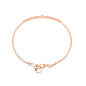 Rose Gold Lab Grown Diamond Minimal Line Tennis Bangle Bracelet - Product Image 3