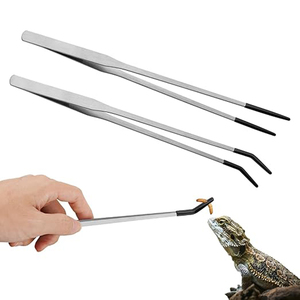 Pinzas de Alimentación Rectas y Curvas al por Mayor de 10.6 Pulgadas con Punta de Goma Negra, Pinzas de Alimentación para Terrarios para Geckos y Serpientes - Product Image 1