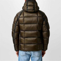 Blouson matelassé marron personnalisé pour homme, coupe-vent épais avec fermeture éclair, col montant, chaud, décontracté, pour l'hiver, avec logo sur le devant