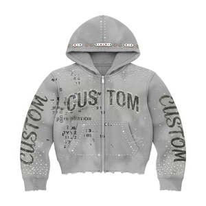 Sudadera con Capucha Casual con Pedrería, Estampado Moderno, Ajuste Cómodo, Estilo Deportivo, Atuendos Elegantes para el Día a Día, Salidas Informales - Product Image 2