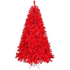 Albero di Natale Artificiale Non Illuminato da 1,8 m, 800 Rami, Base in Metallo Robusta, Materiale PVC Realistico, Rosso - Product Image 1